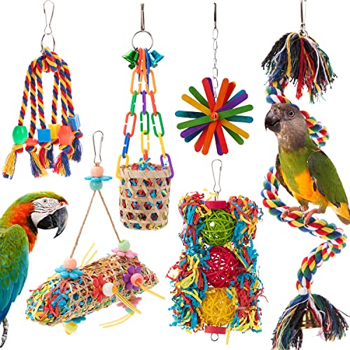 6 Pack Bird Colorful Chewing Toys Parrot Foraging Shredder Toys Shred Hanging Foraging Toys