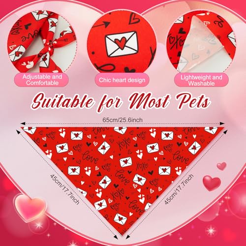 50 Pcs Valentines Day Dog Bandanas Bulk Red and Pink Bandanas for Dogs Triangle Kerchief Bibs Scarf for Pet Romantic Costume Photo Props Accessories Pet Shops Groomers (Valentines / 25.6 x 17.7 x 17.7")