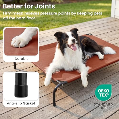 Elevated Cooling Dog Bed for Medium Dogs (Terracotta / 43" X 31.5" X 8")