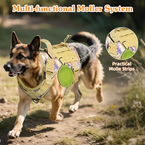 Heavy Duty Tactical Dog Harness for Small Dogs (Desert Camouflage / S (Chest: 19.6-31.5", Neck: 11-19.6"))