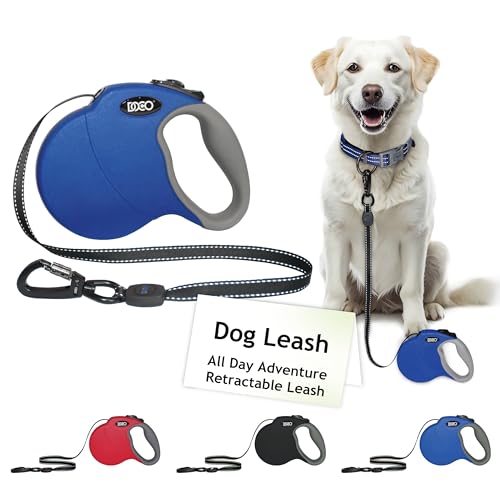 Retractable Dog Leash for Large Dogs Reflective Tape Lead with Stop and Lock Control (Medium 16ft / Blue)
