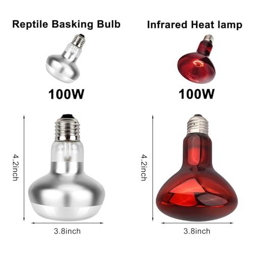 15inch Dual Reptile Light Fixture Dual Dome Reptile Heat Lamp (15inch with basking bulb and infrared heat lamp)
