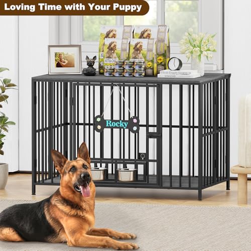 43" Dog Crate Furniture Foldable (Dark Grey / 43.0"L x 27.0"W x 29.2"H)