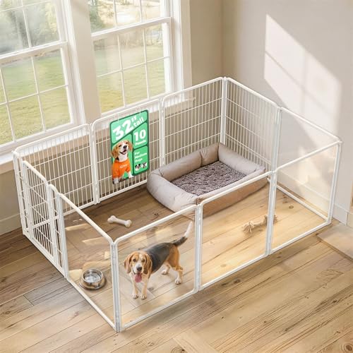 AuraSpace Pro Acrylic & Wire Mesh Indoor Dog Playpen (White / 32"H)