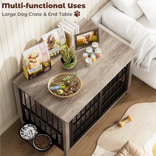 Dog Crate Furniture (37.8"L x 23.6"W x 27.0"H / Grey)