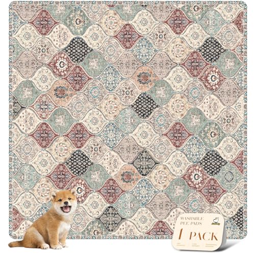 Washable Pee Pads for Dogs (72x72 Inch (Pack of 1) / Dark Red/Multi)