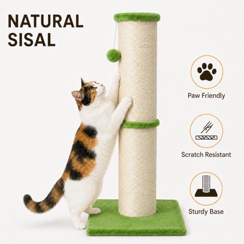 32 Inch Tall Cat Scratching Post (X-Large / Green)