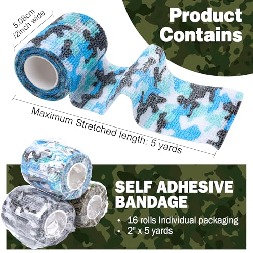 16 Pack Camo Self Adhesive Bandage Wrap (Camo / 2IN - 16Pack)