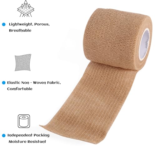 36 Rolls Elastic Self Adhesive Bandage Wrap 2 Inch (2 Inch-36 Count Brown)