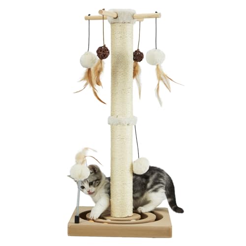 Cat Scratching Post Sisal Scratch Posts for Indoor Cats and Kittens (30in Double orbit)