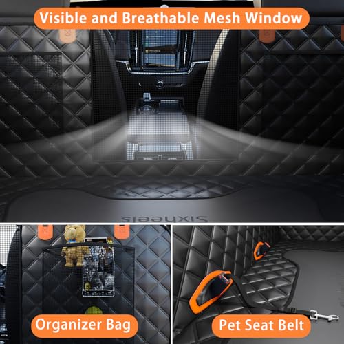 Dog Back Seat Cover Hard Bottom Truck Back Seats Protector (For Full Size Truck / Full Size SUV / Black with Hard Bottom)