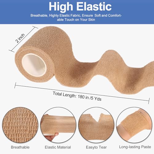 24 Pack Self Adhesive Bandage Wrap (Brown / 2 Inch)