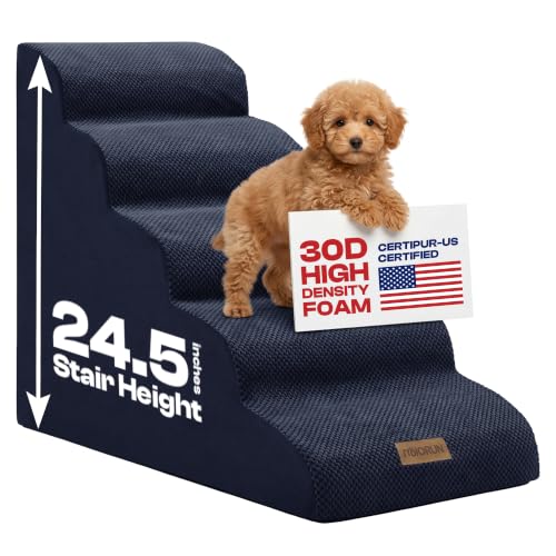 Dog Stairs for High Beds (Dark Blue / Stairs 24.5"H)