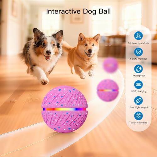 Interactive Smart Moving Dog Ball Toy (Pink / Medium)