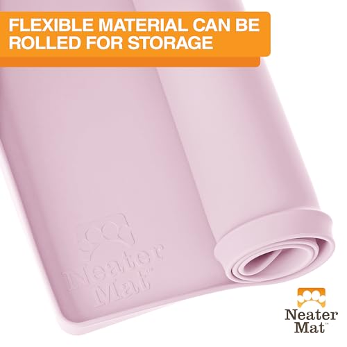 Neater Mat Pet Mats for Food and Water (32"L x 24"W / Light Pink)