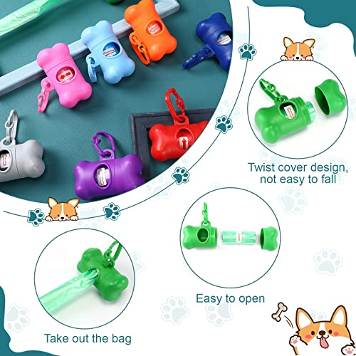 120 Pcs Bone Dog Poop Bag Dispensers with Bags and Hooks