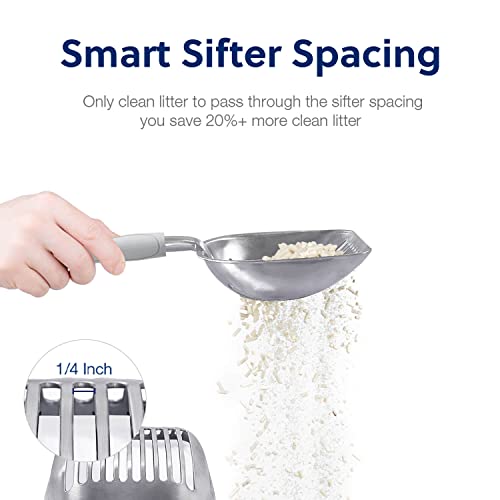 Cat Litter Scoop (Large / FLAT Aluminum \ #05 Grey Handle)