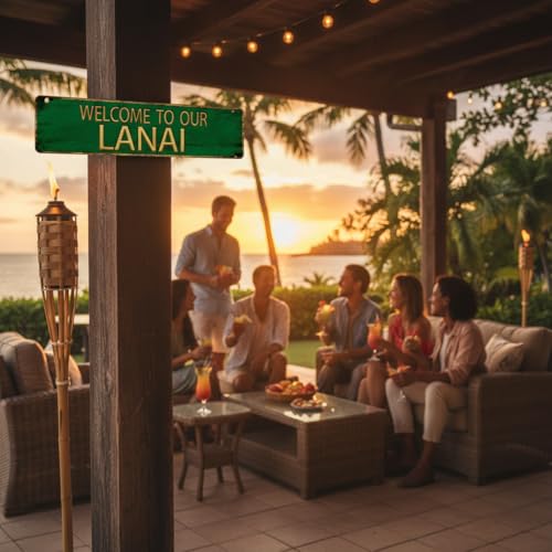 Vintage Metal Tin Sign "WELCOME TO OUR LANAI" 4''x16'' inch (sign4)