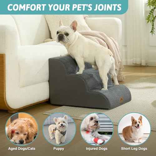 Dog Stair for Small Dog 15.7" H (Deep Grey / Standard:15.7"x22.4"x15.7")
