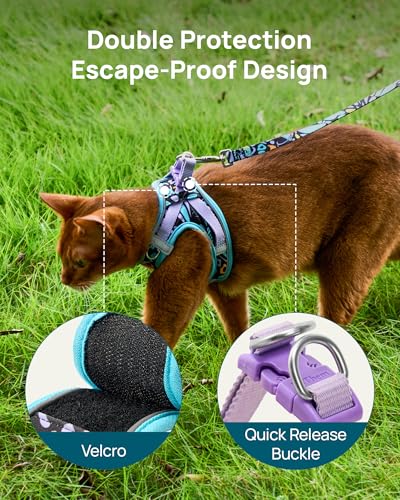 Upgraded Cat Harness and Leash Set (Blue Butterfly Magic / M)