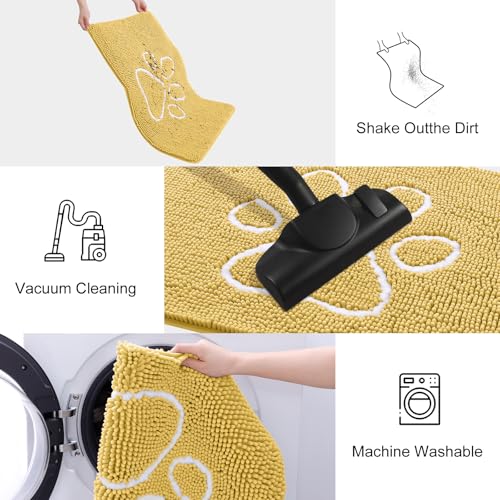 Dog Door Mat for Muddy Paws (48"X30" / Yellow and White)
