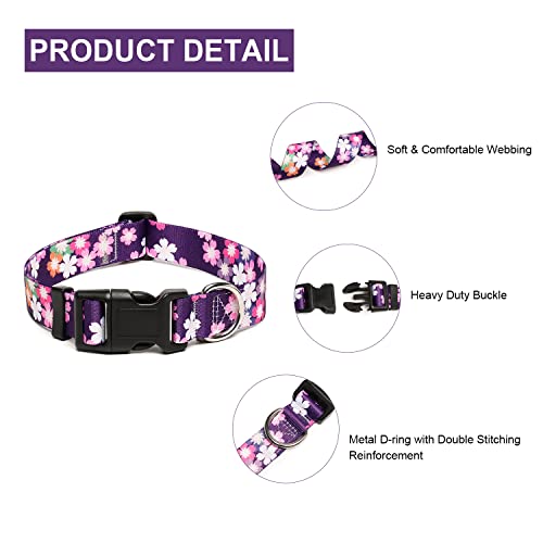 Adjustable Dog Collar (Large / Floral Pink)