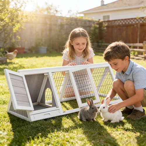 Rabbit Hutch Chicken Coop Outdoor A (Grey)