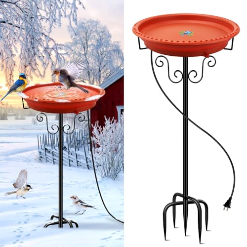 Heated Bird Bath for Outdoors Winter (Brown)
