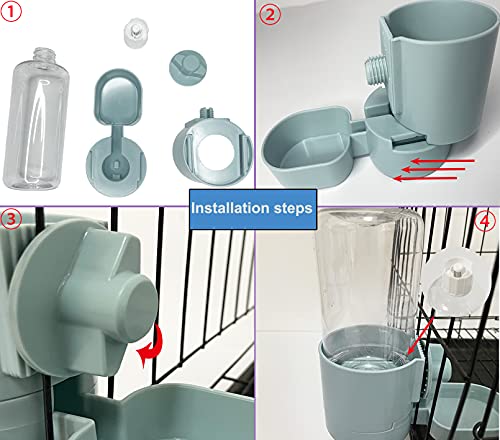 Rabbit Water Bottle 17 OZ Bunny Hanging Water Fountain Automatic Guinea Pig Water Dispenser No Leak Drinking Feeder for Bunny Chinchilla Hamsters Cat Dog Small Animals