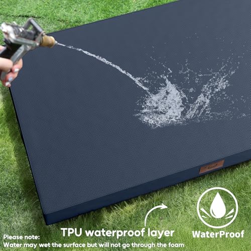 Outdoor Waterproof Orthopedic Dog Bed for Large Dogs (Navy / 36.0"L x 27.0"W x 3.0"Th)