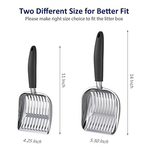 Cat Litter Scoop (Large / POLISHED Aluminum \ #06 Black Handle)