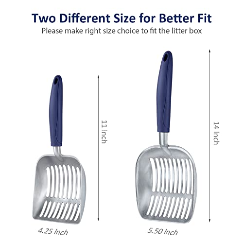 Cat Litter Scoop (Small / FLAT Aluminum \ #01 Blue Handle)