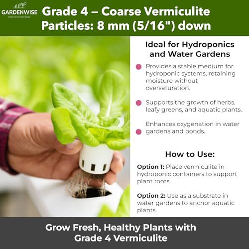 Organic Coarse Vermiculite for Indoor Gardening Plants and Mushrooms (Vermiculite Grade 4 - Coarse / 20 quarts)