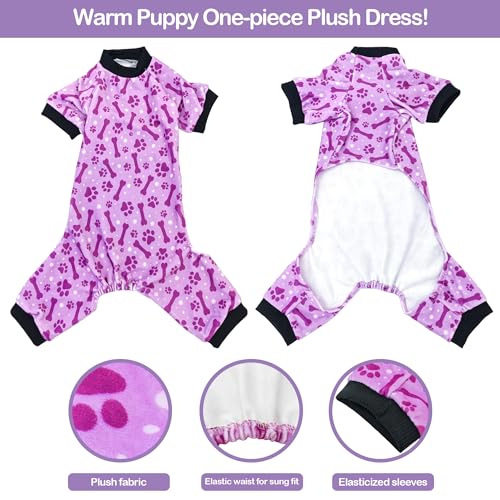 4 Pack Paw Print Fleece Dog Pajamas Warm for Extra Large Dogs (XX-Large)