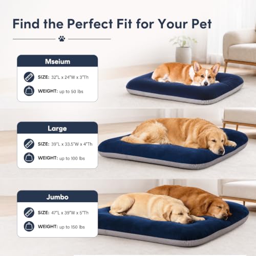 Super Soft Large Dog Bed (39.0"L x 33.5"W x 4.0"Th / Blue)