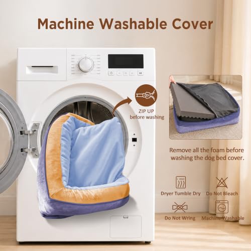 Orthopedic Dog Beds for Large Sized Dog with Bolster (36.0"L x 27.0"W x 8.0"Th / Twilight Wave)