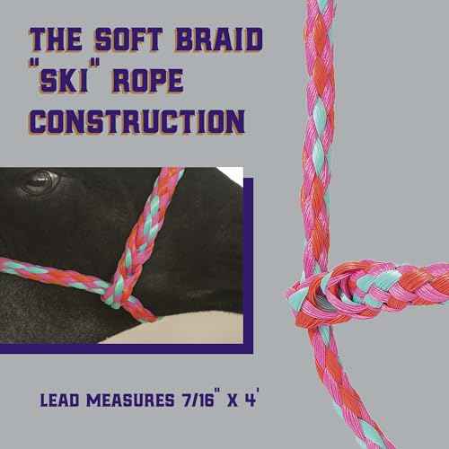 Braided Poly Rope Halter (Hot Pink/Coral/Mint)