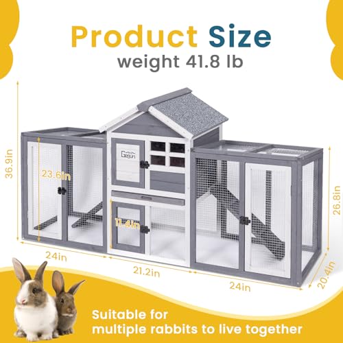 Wooden Rabbit Hutch (69.0"L x 24.0"W x 36.0"H)