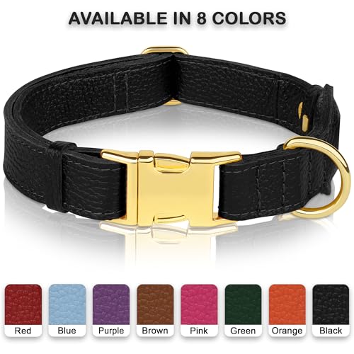 Leather Airtag Dog Collar (Black / S, 12"-15" Neck Fit)