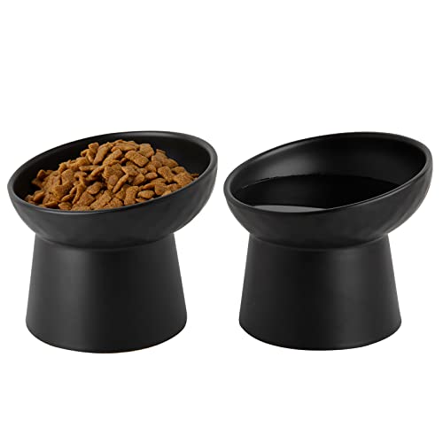 Elevated Cat Bowls (Black / 5.2 Inch (Pack of 2))