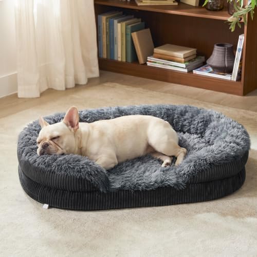 Fluffy Orthopedic Large Dog Bed (Dark Grey / L (35"x 27"x 7"))