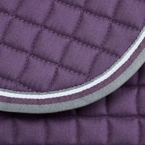 Adepto Padded All Purpose Quilted Equestrian Saddle Pad for Horses with Two (Blackcurrant Purple / Horse)