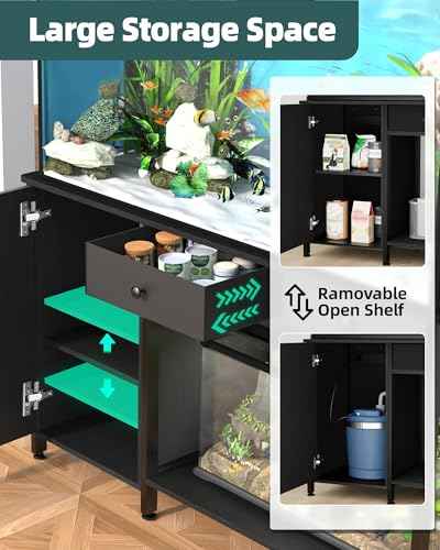 40 50 Gallon Aquarium Stand with Cabinet Drawer (Blcak / 40-50 Gallon)