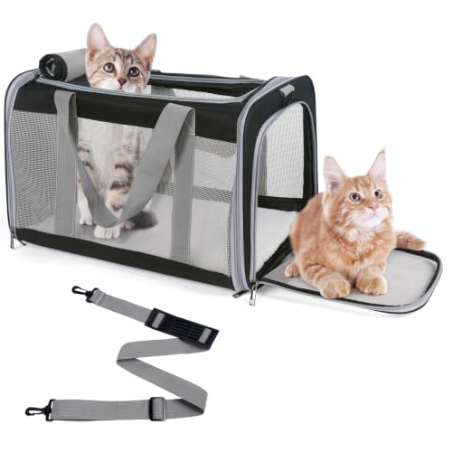 Pet Carrier for Large Cats of 20 Lbs (Black)