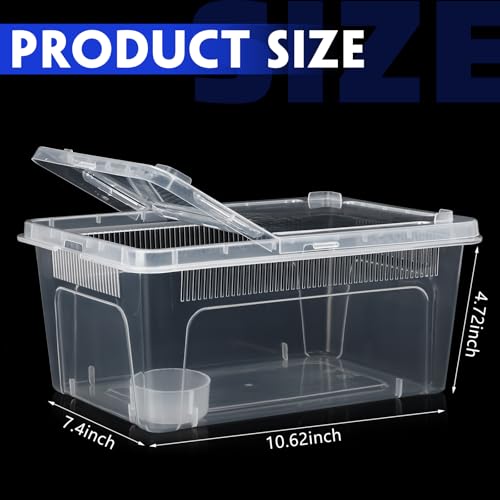 8 Pcs Reptile Breeding Box (Vent Strips / Clear / 10.6 x 7.4 x 4.7 Inch)