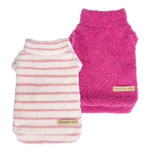 2 Pack Striped Fleece Dog Sweater (XX-Large / White-Pink)