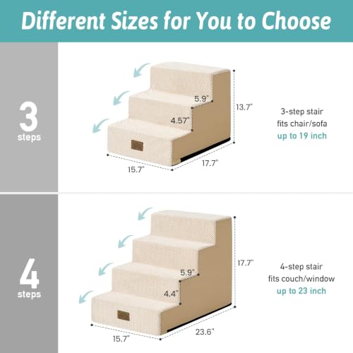 Dog Stairs for Small Dogs (Beige / 15.7x17.7x13.7 inch)