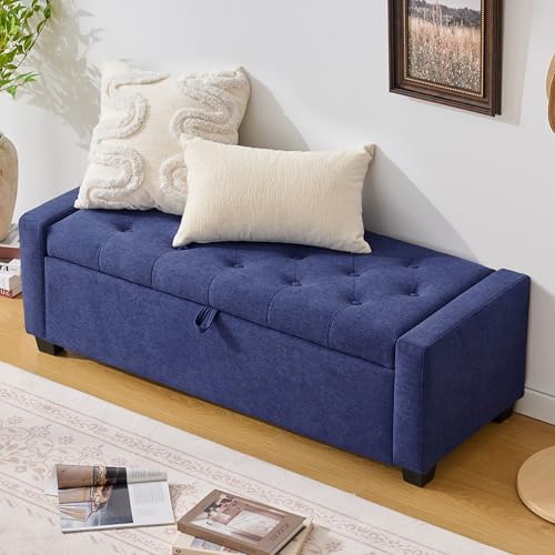48" Ottoman with Storage (Blue / 19.7"D x 48"W x 16.9"H)