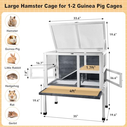 2 Story Guinea Pig Cage with Stand (Grey)