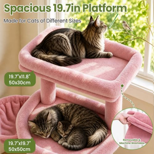 Cat Tree Tower for Indoor Large Adult Cats (Pink)